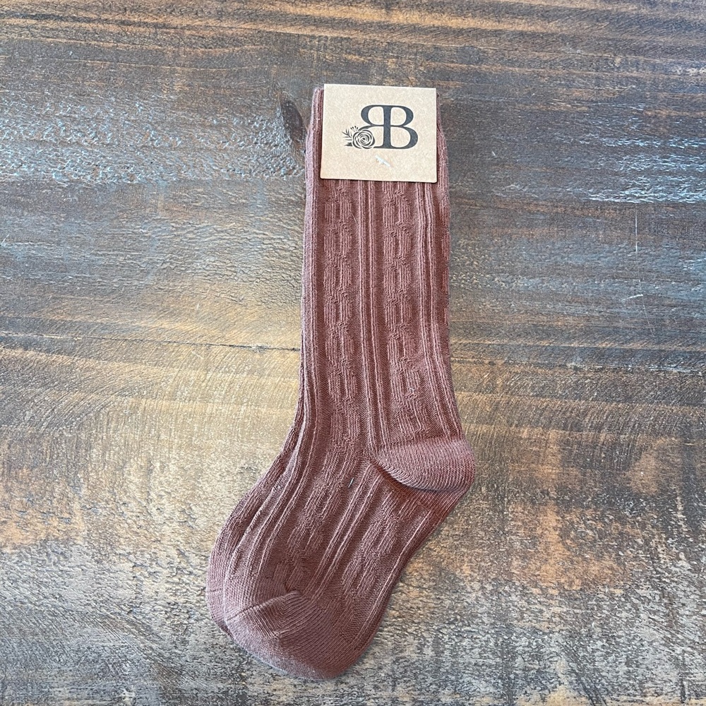 Brown Cable Knit Socks